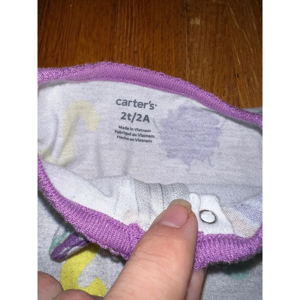 Carters Toddler Girl 2T Gray Rainbow Butterfly Number Footed Pajamas Sleeper